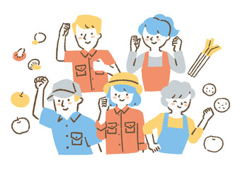 農家で働く人たち_色01