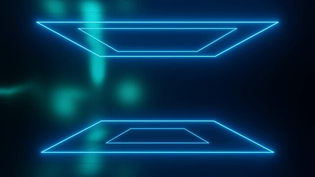 Blue glowing neon lights in abstract motion background. Seamless looping. Video animation Ultra HD 4K 3840x2160