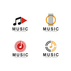 Music logo template design vector icon illustration
