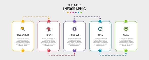 Infographic design with icons and 5 options or steps. Thin line vector. Infographics business concept. Can be used for info graphics, flow charts, presentations, web sites, banners, printed materials.