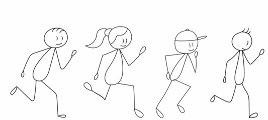stick figure running people in isolation