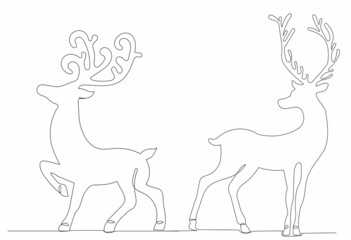 Fototapeta na wymiar deer drawing by one continuous line, isolated