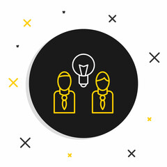 Line People with lamp bulb icon isolated on white background. Concept of idea. Colorful outline concept. Vector