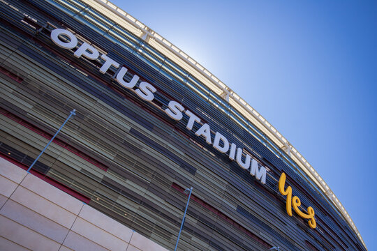Perth, Western Australia - Sep 14, 2021: The Optus Stadium is the venue for a historic Australia Rules Football Grand Final on 25th September 2021.