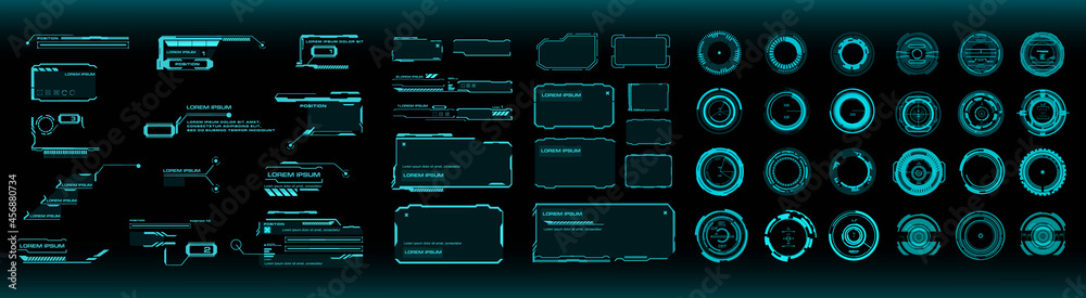 Poster big set futuristic hud, ui / ux elements for hud user interface. circles, callouts, titles, frames, 