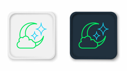 Line Cloud with moon icon isolated on white background. Cloudy night sign. Sleep dreams symbol. Night or bed time sign. Colorful outline concept. Vector