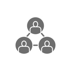 Business community, teamwork, people connection, blockchain grey icon.