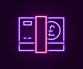 Glowing neon line Pound sterling money icon isolated on black background. Pound GBP currency symbol. Colorful outline concept. Vector