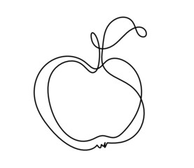 Drawing line apple on the white background