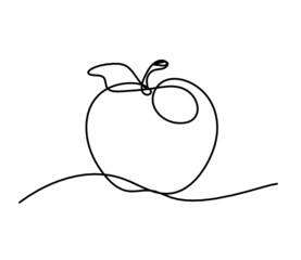 Drawing line apple on the white background
