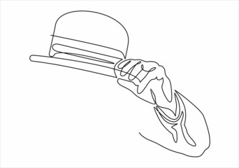 Vintage Style Men Hand Holding Bowler Hat