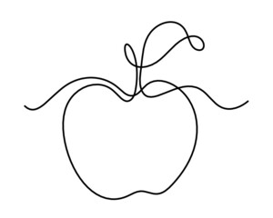 Drawing line apple on the white background. Vector