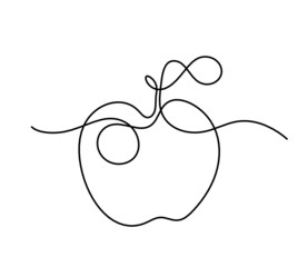 Drawing line apple on the white background
