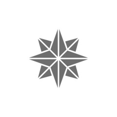 Wind rose, sides of the world, compass, direction, navigation grey icon.