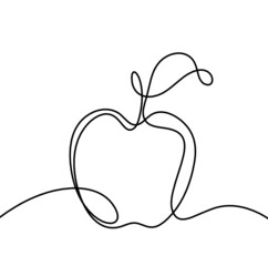 Drawing line apple on the white background. Vector