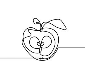 Drawing line apple on the white background