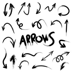 Arrows grunge hand drawn set isolated on white