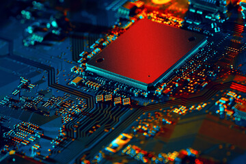 Electronic circuit board close up.