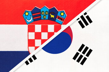 Obraz premium Croatia and South Korea or ROK, symbol of country. Croatian vs Korean national flag