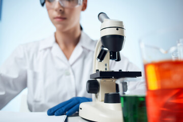 laboratory assistant chemical solutions biologist research study isolated background