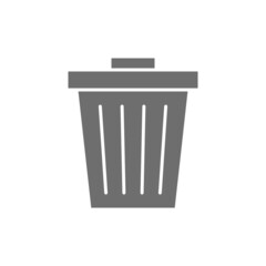 Vector trash can, garbage, waste grey icon.