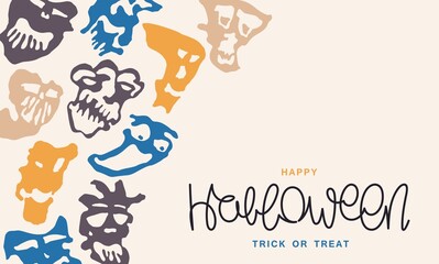 Happy Halloween. Template for a holiday postcard. Abstract minimalistic graphics in Matisse style. Trendy aesthetic art. Vector template