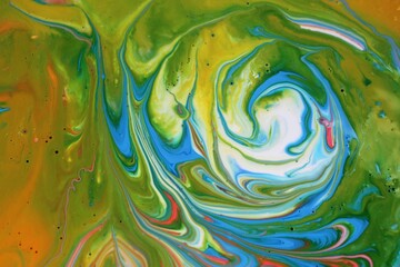 Abstract yellow-green marble background. The lines and waves of acrylic paint create an interesting structure. Background for web design, fabric, design, laptop case.