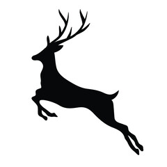 Reindeer vector illustration isolated on white background. Christmas reindeer, black silhouette on white background