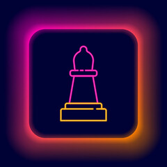 Glowing neon line Chess icon isolated on black background. Business strategy. Game, management, finance. Colorful outline concept. Vector