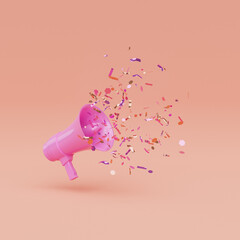 megaphone with confetti coming out of it - obrazy, fototapety, plakaty
