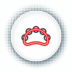 Line Musical instrument percussion tambourine, with metal plates icon isolated on white background. Colorful outline concept. Vector