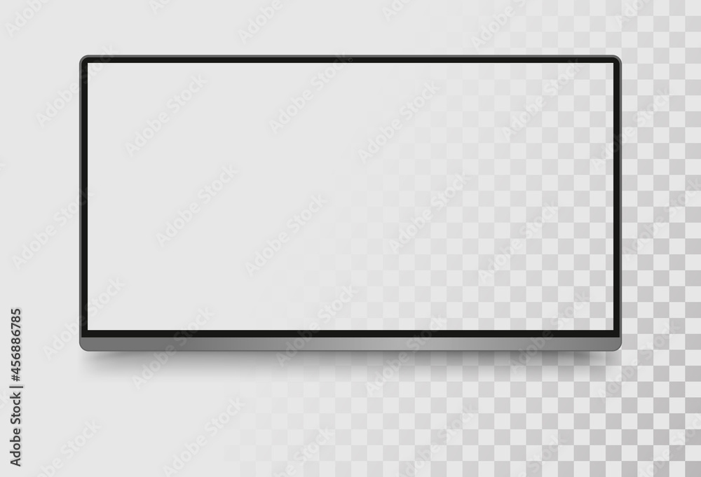 Poster Realistic television screen on transparent background. Mockup of computer monitor display. 3d TV led monitor. Vector illustration.
