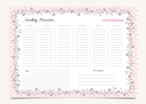 Lovely floral weekly planner template