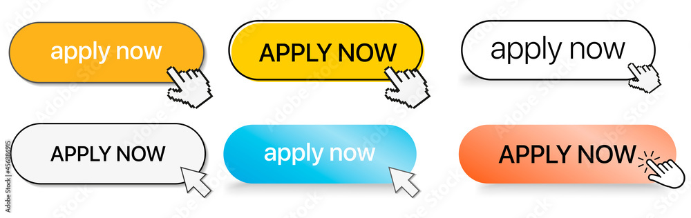 Aufkleber Click here button with arrow pointer clicking icon. Click here vector web button. Web button with action of arrow pointer. Click here, UI button concept. Vector illustration