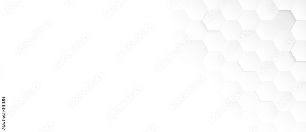 Poster abstract. hexagon , honeycomb white background ,light and shadow. copy space. vector