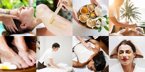 Collage of beauty and spa treatment
