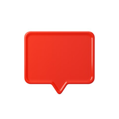 Red plastic speech frame isolated on white. 3d rendered image.