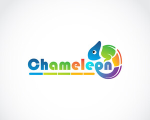 chameleon logo creative design color modern animal wild life business