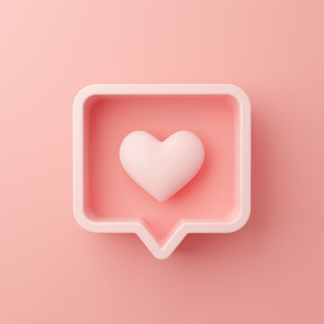 Message bubble with heart. 3d rendered image.