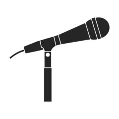 Microphone music vector black icon. Vector illustration mic radio on white background. Isolated black illustration icon of microphone music.