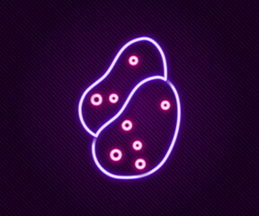 Glowing neon line Potato icon isolated on black background. Colorful outline concept. Vector
