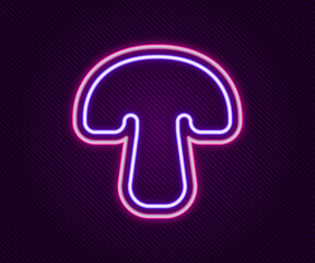 Glowing neon line Mushroom icon isolated on black background. Colorful outline concept. Vector