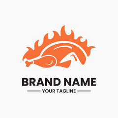 hot chicken logo. chicken meat and fire concept. flat, modern and negative space logotype. suitable for logo, icon, symbol and sign. this logo is suitable for food related businesses, restaurants