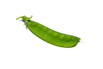 Snow Pea isolated on a white background, cut out. Fresh delicious nutritional vegetable produce. Healthy choice snack.