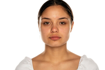 portrait of a young beautiful woman without makeup
