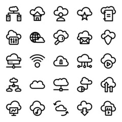 Obraz premium Outline icons for cloud computing.