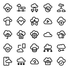 Outline icons for cloud computing.