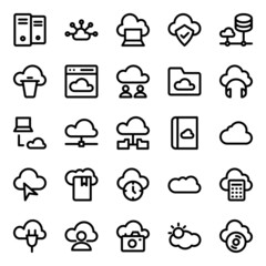 Outline icons for cloud computing.