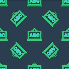 Line Chalkboard icon isolated seamless pattern on blue background. School Blackboard sign. Vector