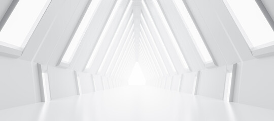 Obraz premium Abstract Futuristic empty floor and room Sci-Fi Corridor With light for showcase,room,interior,display products.Modern Future cement floor and wall background technology interior concept.3d render